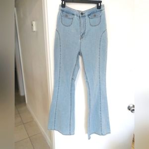 Urban Outfitters BDG High Rise Snap Pocket Light Wash Flare Jean Size 30".